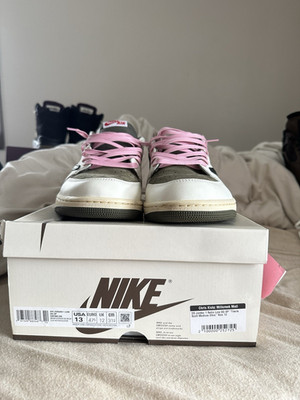 Nike Travis Scott Air Jordan 1 Low OG SP Medium Olive Suede Pink size 13