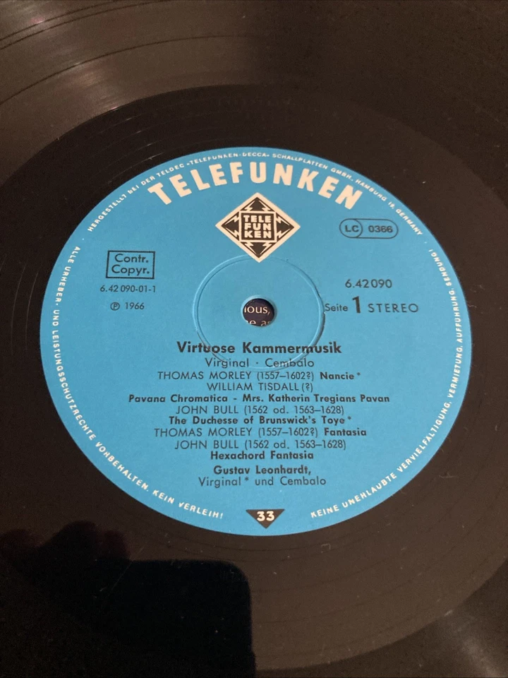 Gustav Leonhardt: Virtuoso Chamber Music, Telefunken 6.42090, 1966, EX/EX - Image 3 of 4
