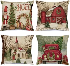 Christmas Decorations Christmas Pillow Covers 20 x 20 Inches Set of 4 - Xmas ...