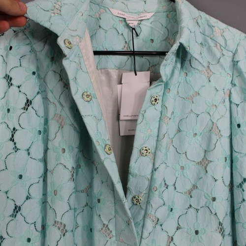 Diane von Furstenberg Dress Womens 8 Leeandra Flower Lace Turquoise Silk Preppy - Picture 12 of 12