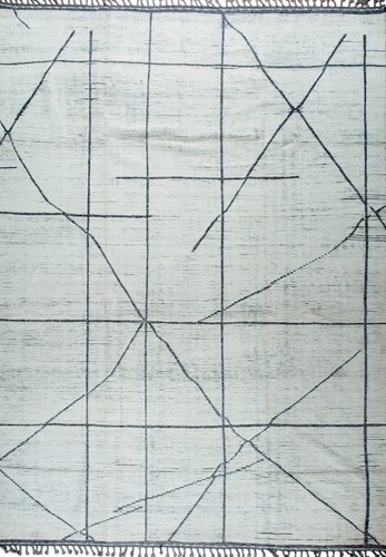 Antique Contemporary Room Size Ivory-Beige Hand-Knotted Wool Berber Rug