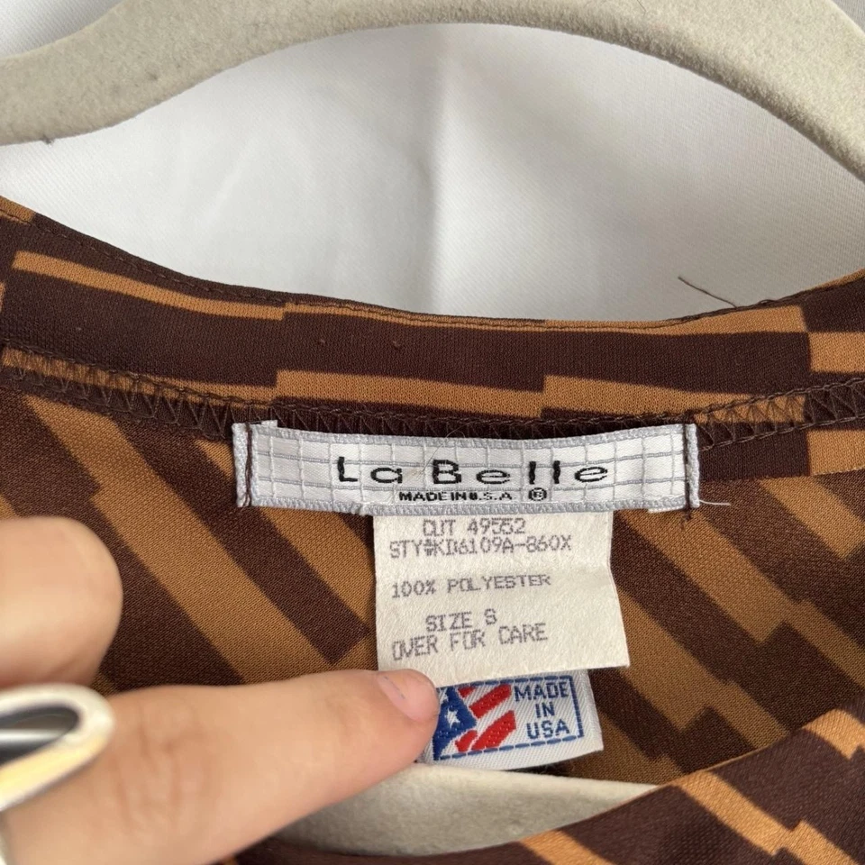 Maxi Vestido Marrón Vintage de La Belle Talla Pequeña Foto 3 de 4