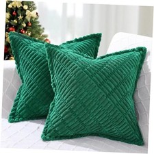 Decorative Christmas Throw Pillow Covers 18x18 Set 18" x 18" Pack of 2 Green