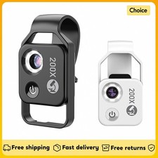 Phone Microscope Lens 200x Clip-On with LED   Portable USB-C Macro Magnifier