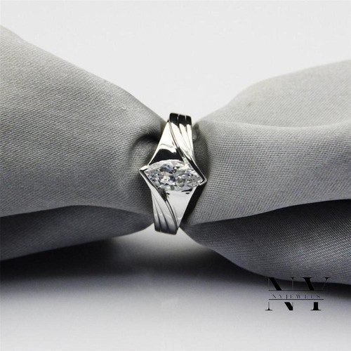 Moissanite Fancy Engagement Ring 1.50 CT Marquise Cut VVS1 Solid 14K White Gold - Bild 4 von 8