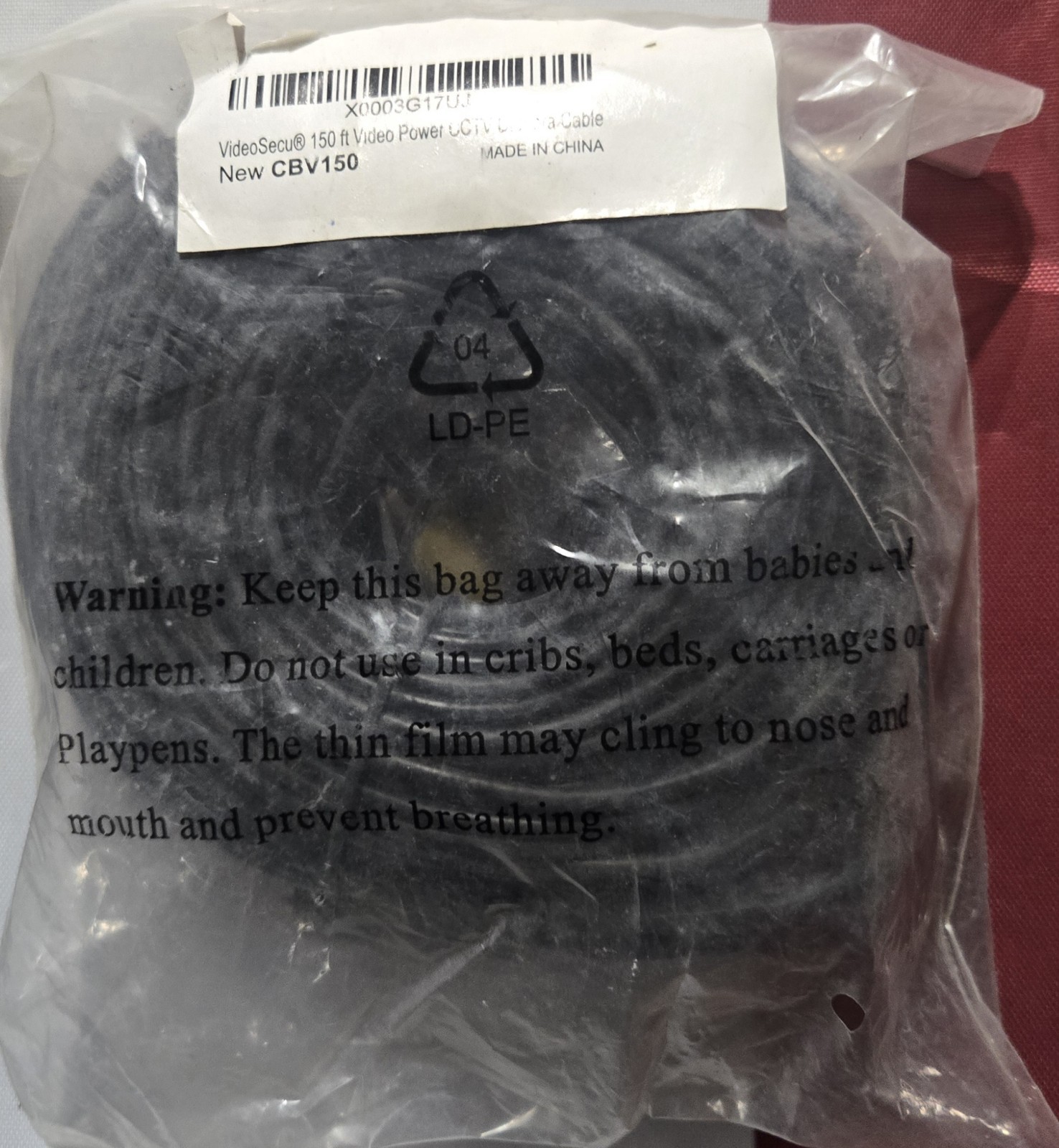 VideoSecu 150 ft Video Power CCTV Camera Cable CBV150 Securi
