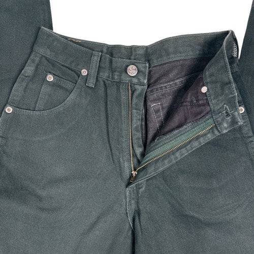 Wrangler silver lake western jeans 3/4 x 36 with front zipper, button closure, and dark denim fabric made in USA.