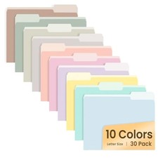 File Folders, 30 Pack Manilla Folders 8.5 x 11, 10 Colors 10 Bright Colors