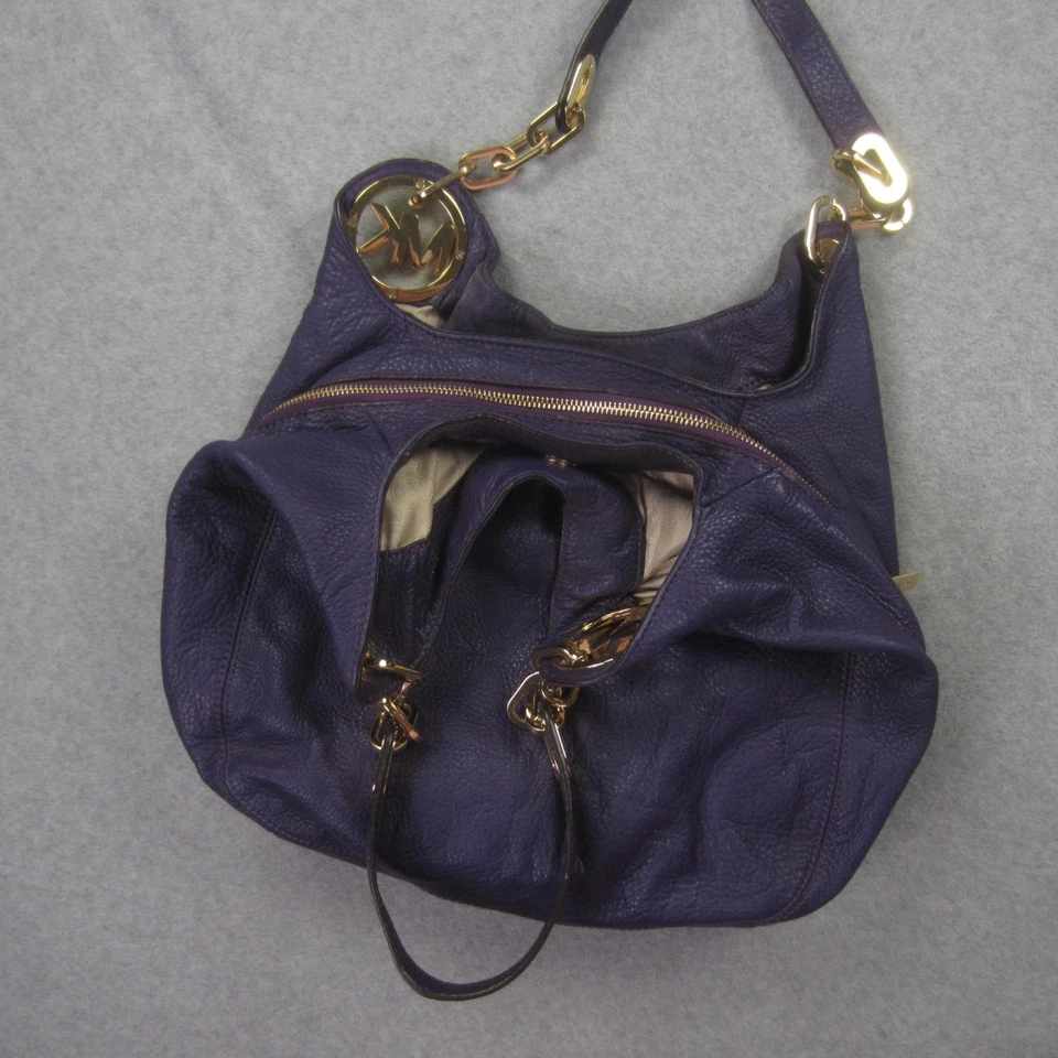 Michael Michael Kors Bag Purple Fulton Iris Hobo Pebbled Leather Shoulder Tote - Image 4 of 4