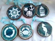 6 lot Coastal  Christmas Beach Tree Ornaments Ornament Holiday Decor