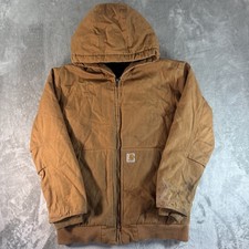 Carhartt Canvas Jacket Coat Youth XL 18-20 Tan Duck Canvas Quilted Hood