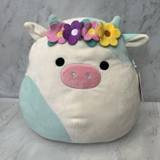 Squishmallows Belana The Cow With Flower Headband Plush Soft Toy 12”