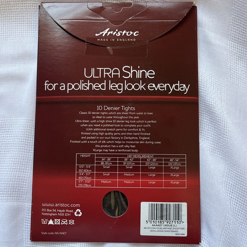 Aristoc Ultra Shine 10 Denier Vaguely Black Tights With Silk Finish Large - Picture 6 of 7