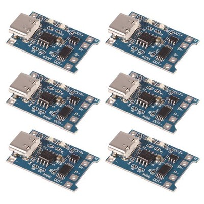 6-Pack TP4056 Type-C 5V 1A Li-ion Charging Module PCB with Protection for 18650 
