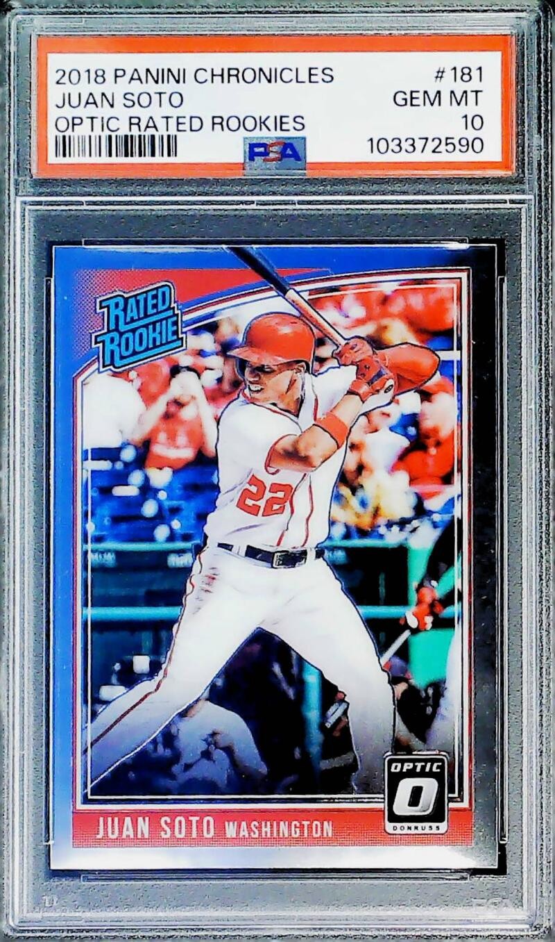 2018 Panini Chronicles Optic Rated Rookies 181 Juan Soto Nationals PSA 10
