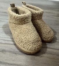 BEARPAW Kids Teddy Sherpa Bootie Slippers Size 8c Cozy Plush Neutral Tan