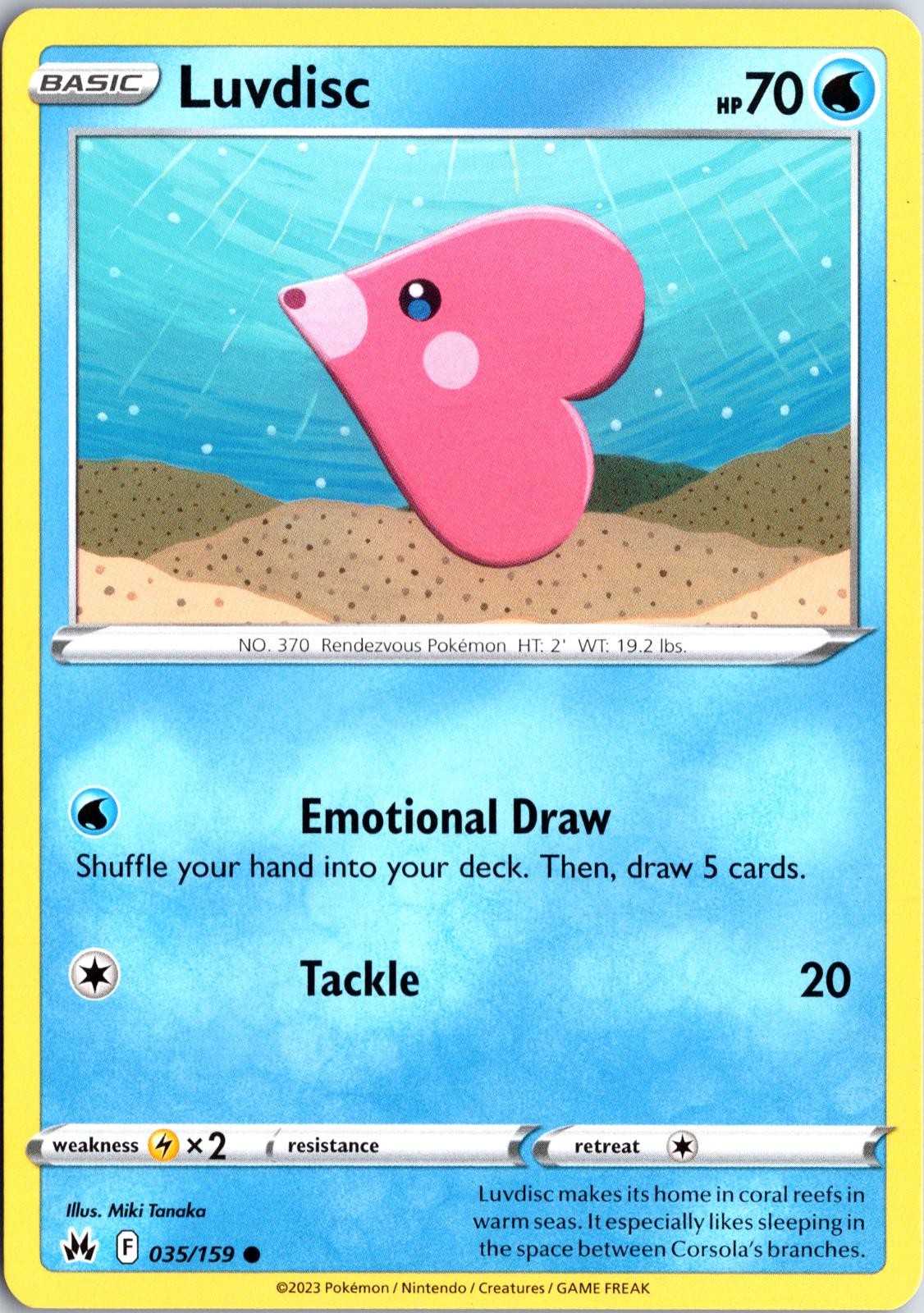 Luvdisc 035/159 Near Mint Common Crown Zenith Pokemon