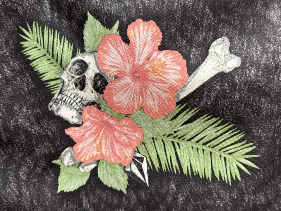 Volcom Boardshorts Mens 33 Gray Floral Hibiscus Skull Drawstring Maguro Bermuda - Image 3 of 4