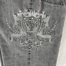 Vintage Y2K Southpole King of Kings Logo Baggy Wide Leg Black Jeans Mens 31x28.5