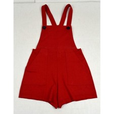 Vintage Overall Shorts American Apparel Size S Y2K Red Cotton Poly Knit Made US