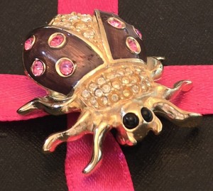 Authentic LADYBUG 🐞 PINK & PAVÉ CRYSTALS▪︎GOLD-PLATED LADYBUG BROOCH PIN☆1.25"☆EXC