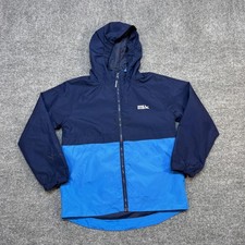 Eddie Bauer Jacket Kids Small 7/8 Blue Colorblock Hooded Spring Windbreaker