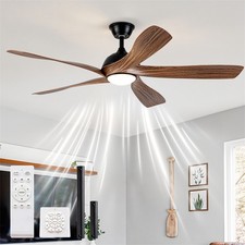 56'' Ceiling Fan with Light, Remote, 5 ABS Blades DC Motor 6-Speed Ceiling Fan