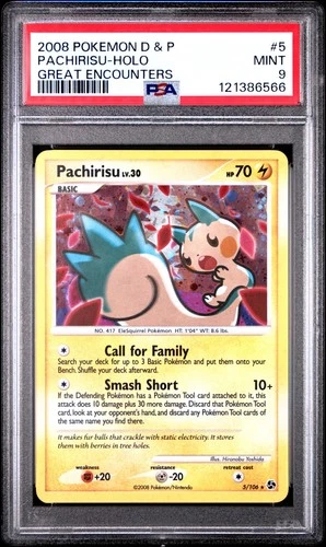 PSA 9 Pachirisu Holo 5/106 Great Encounters 2008 Pokemon Card