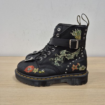 Dr. Martens 1460 Gomez Studded Black Leather Ankle Bex Chunky Sole Boots UK 4