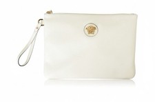 Versace Pouch Vitello White And Gold $750 Hot Deal