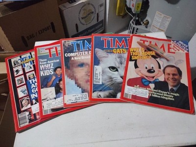 5 TIME MAGAZINES FROM THE 1980'S SUPERMAN/MICKEY MOUSE/CATS/WHIZ KIDS/COMPUTER