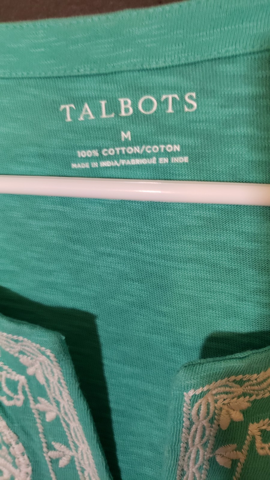 Talbots Women's Medium Embroidered Split-Neck Tur… - image 4