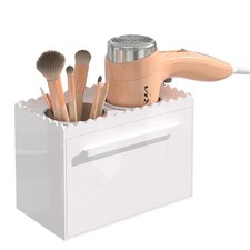 Hair Tool Organizer, Wall Mount Acrylic Hair Dryer Holder with 2 Cups Organiz...