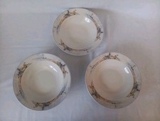 "3 cuencos Gibson de 9"" paisaje marino ciudad costera faro playa vajilla borde ancho"