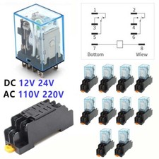 10Pcs 12/24/110/220V AC/DC Coil Power Relay LY2NJ DPDT 8Pin HH62P JQX-13F W/Base