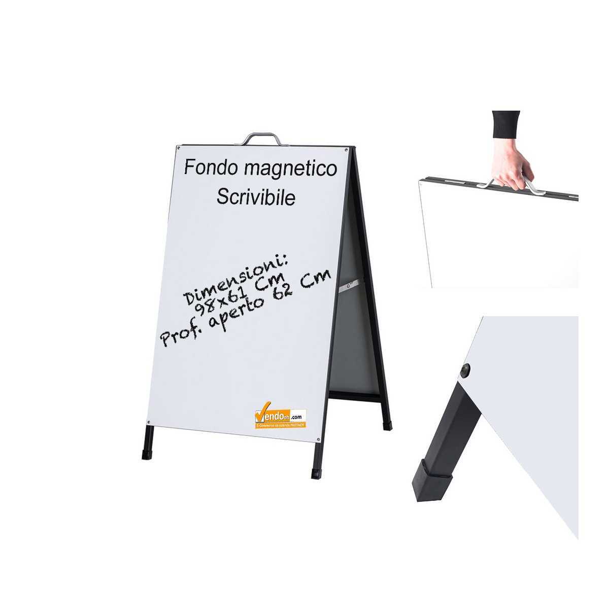 CAVALLETTO PUBBLICITARIO BIFACCIALE PANNELLI BIANCHI MAGNETICI SCRIVIBILI 60X90