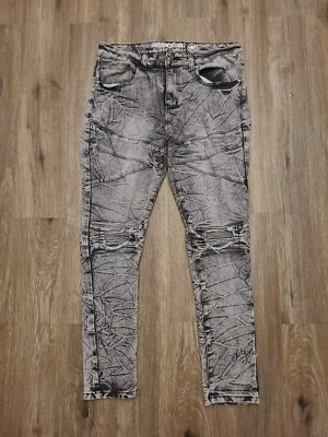 Mecca Jeans Stretch Sz 34x30 Black White Acid Wash Denim