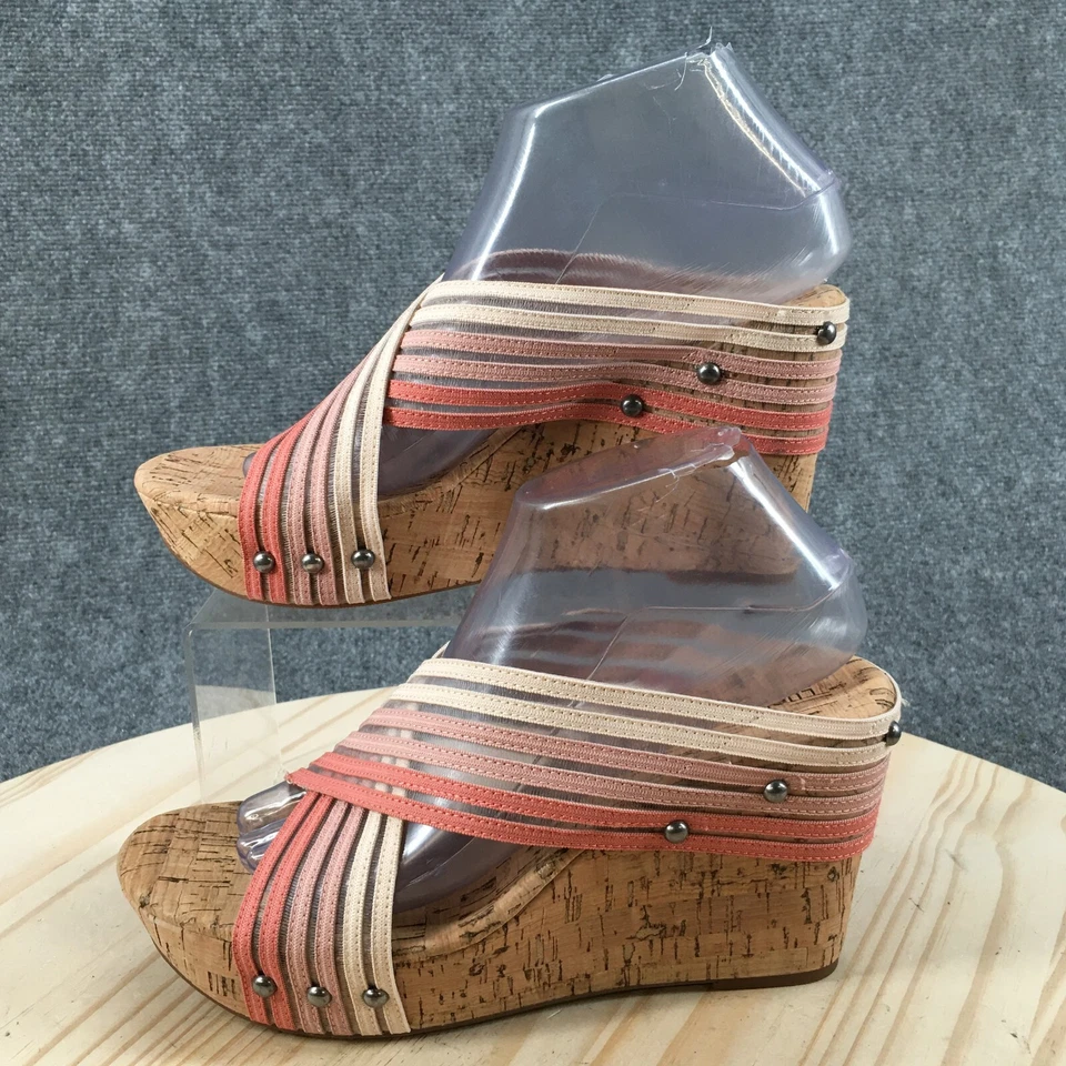 Sandalias Lucky Brand para mujer 8,5 M Mykayla corcho cuña tacones deslizables rosa Foto 2 de 4