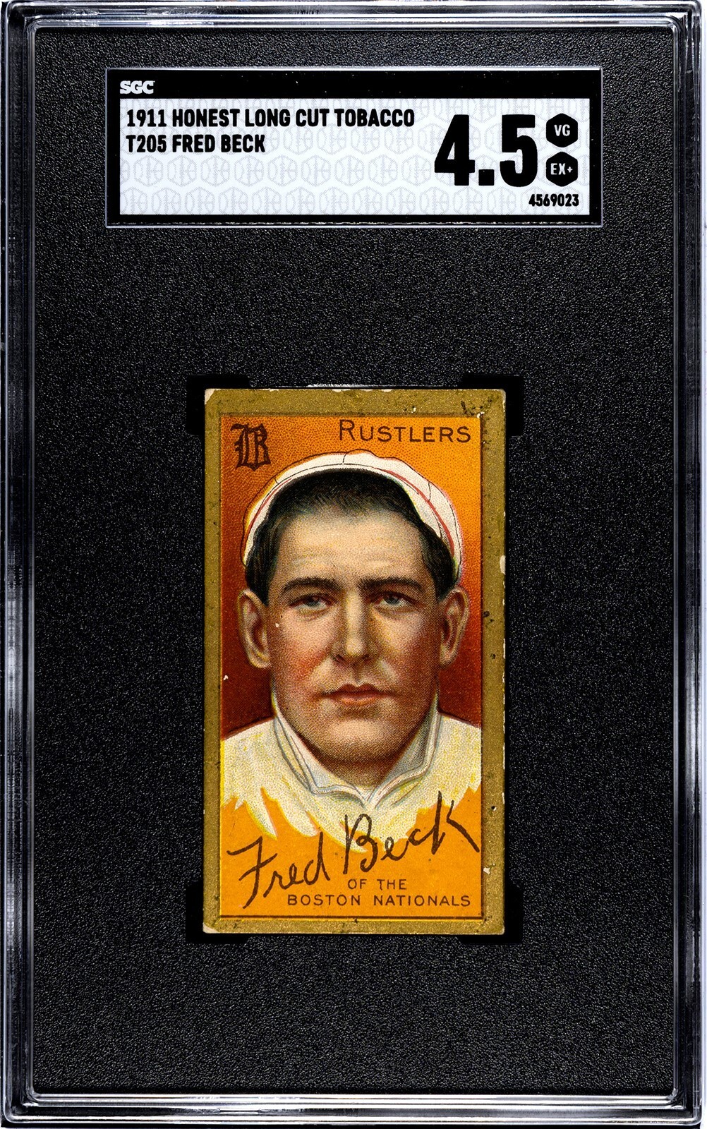 1911 T205 Honest Long Cut: FRED BECK Boston Rustlers ~ SGC 4.5