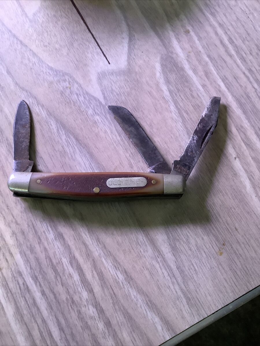 OLD TIMER ScHRADE USA Folding 3 THREE Blade Pocket Knife OLD TIMER ScHRADE USA Folding 3 THREE Blade Pocket Knife