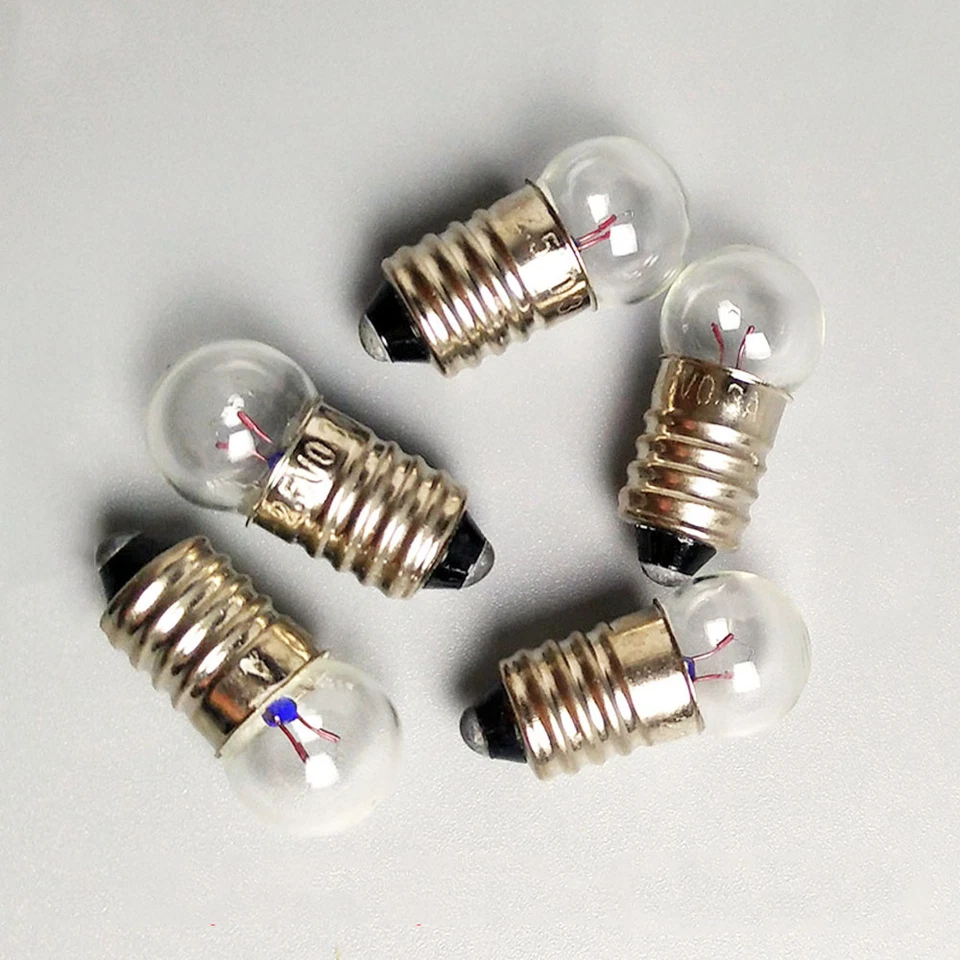 10Pcs E10 2.5V/0.3A Miniature Screw Base Light Bulb Lamp Flashlight Torch, - Image 4 of 4