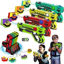 VATOS Rechargeable Laser Tag Guns Set - Lazer Tag 4 Players with Receivers -Gift