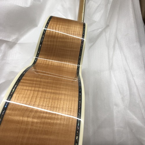 43 Inch Solid Spruce Top Flame Maple Jumbo Body Acoustic Guitar Abalone Inlays - Picture 6 of 7