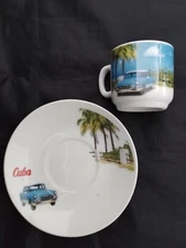 2oz Cuban Espresso coffee cup set 6 cups & 6 saucer Cuba Cubana Antique Cars