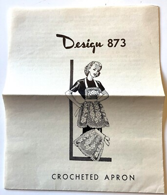 Vintage Crochet Pattern Apron Mail Order Filet Flowers Design 873