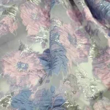 Floral Brocade Organza PERIWINKLE PINK Flowers Clear Organza Fabric By The Yard
