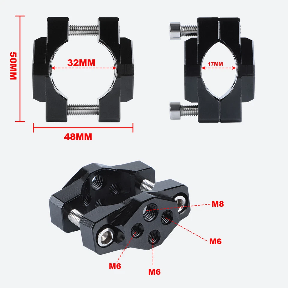 17–32mm CNC Motorrad Scheinwerfer Halterung Halter Lampenhalter Gabel Universell - Bild 3 von 4