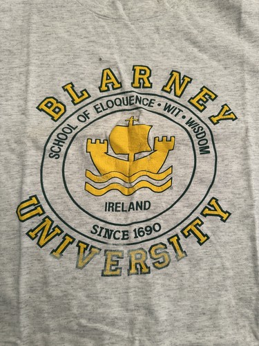 Vtg 90's Blarney University School Of Eloquence Ireland Large Tee Single Stitch - Picture 2 of 8
