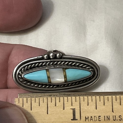 Old Pawn Turquoise Ring Artist Signed GS Size 7 - Picture 13 of 13