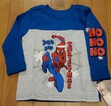 Toddler Boys Girls SPIDER-MAN Swing Into Christmas T-Shirt Size 2T 4T Santa NWT